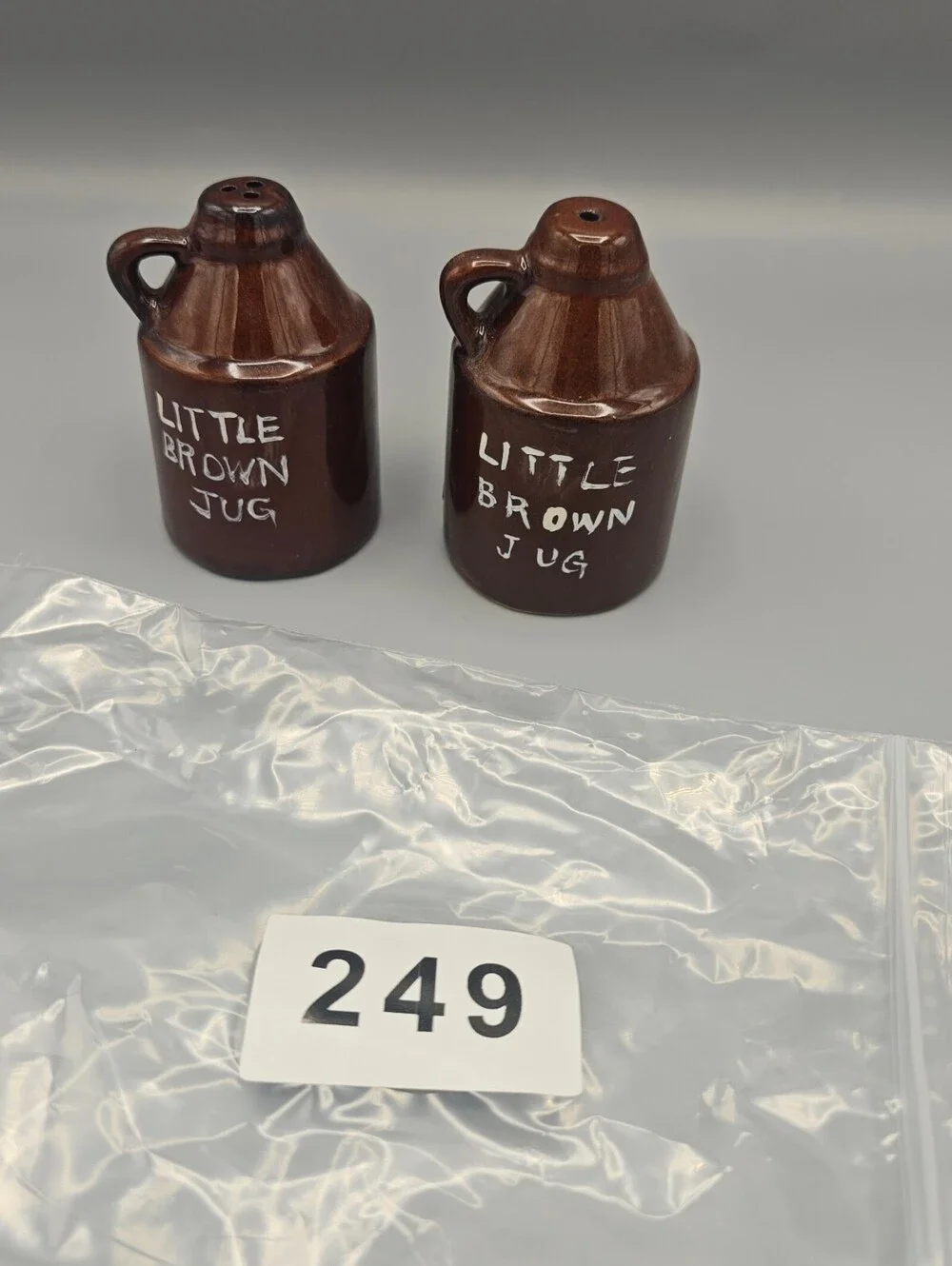 Vintage Little Brown Jug Salt and Pepper Shakers Set